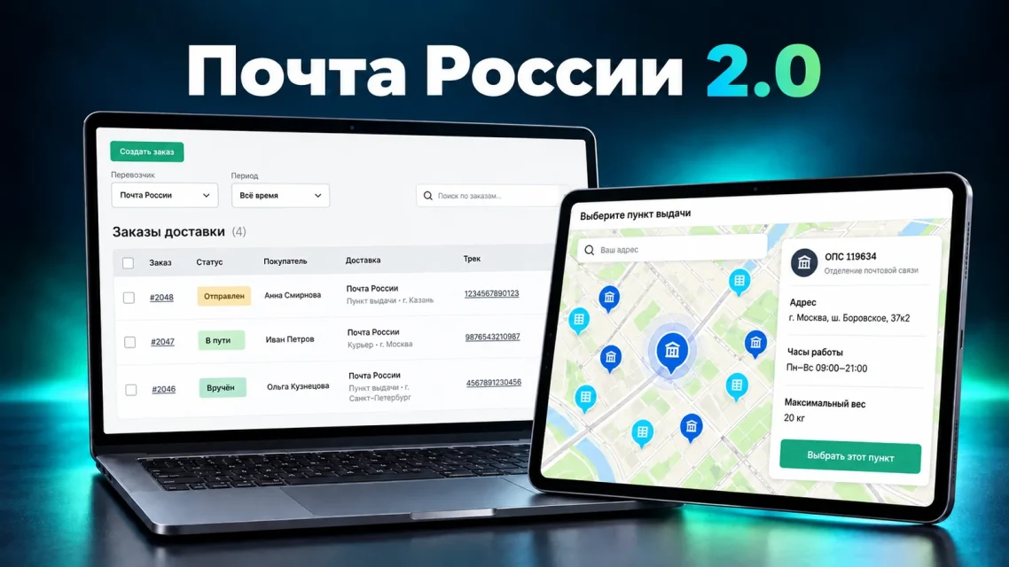 Плагин Почта России для WooCommerce 2.0: список заказов доставки и карта выбора отделения и постамата